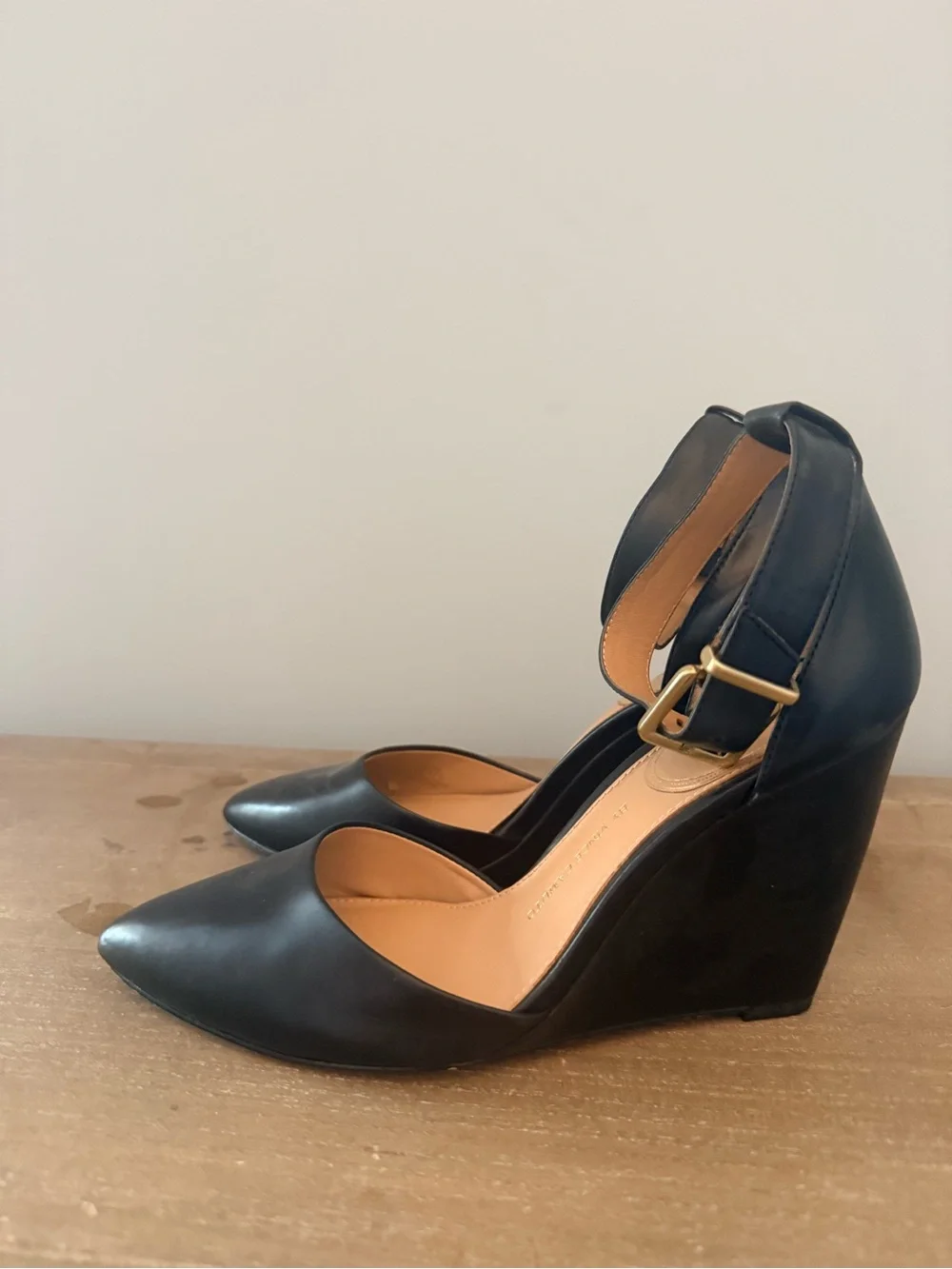 Vince Camuto Black Pointed Toe Ankle Strap Heels